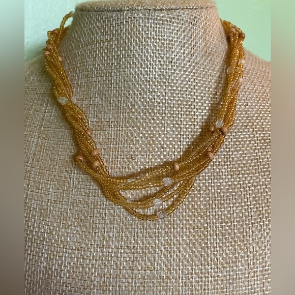 Elegant Gold Beaded Necklace - Picture 4 of 5